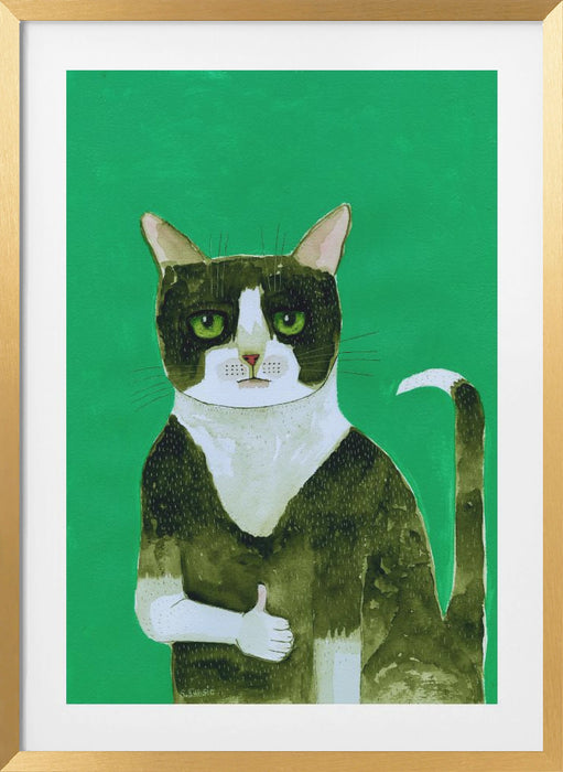 Tuxedo Cat Thumbs Up Framed Art Modern Wall Decor