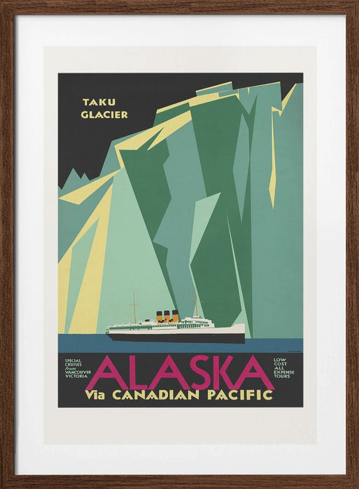 Alaska Via Canadian Pacific. Taku Glacier Framed Art Modern Wall Decor