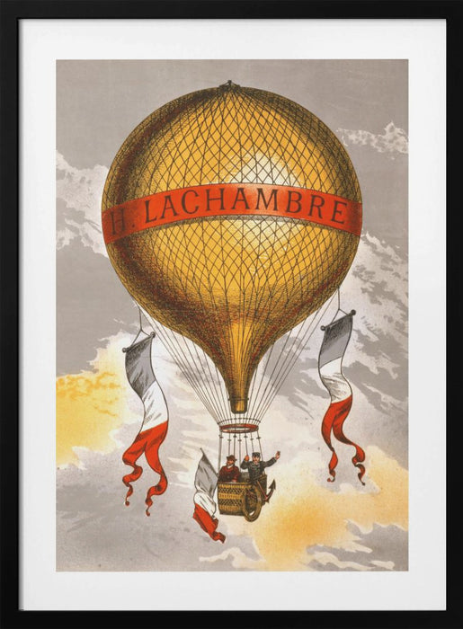 Balloon Labeled With Two Men Riding In the Basket 1880 Framed Art Modern Wall Decor