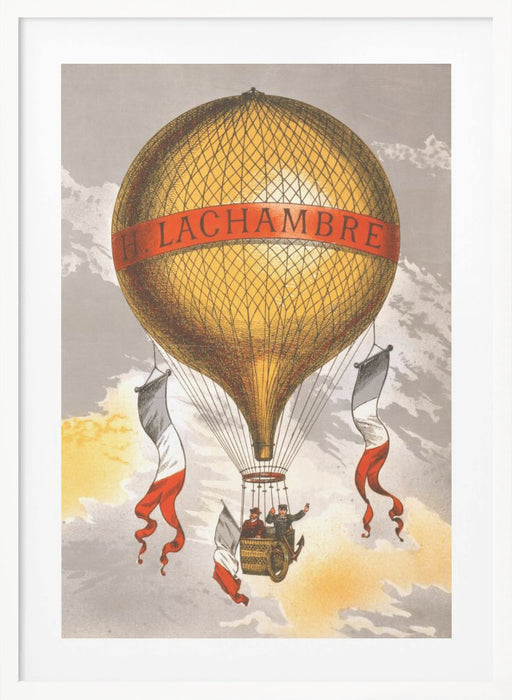 Balloon Labeled With Two Men Riding In the Basket 1880 Framed Art Modern Wall Decor