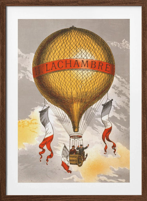 Balloon Labeled With Two Men Riding In the Basket 1880 Framed Art Modern Wall Decor