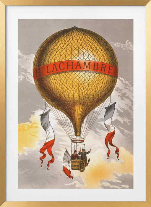 Balloon Labeled With Two Men Riding In the Basket 1880 Framed Art Modern Wall Decor