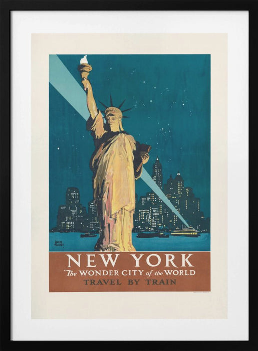 New York, the Wonder City of the World Travel By Train (1927) Poster By Adolph Treidler Framed Art Modern Wall Decor