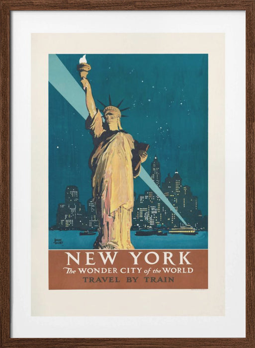 New York, the Wonder City of the World Travel By Train (1927) Poster By Adolph Treidler Framed Art Modern Wall Decor