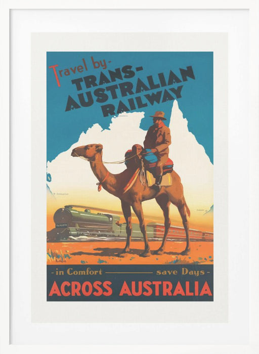 Trans Australian Railway Poster Framed Art Modern Wall Decor