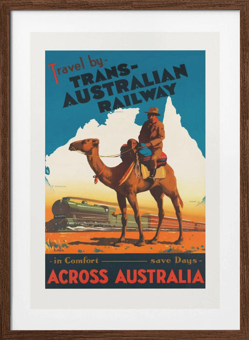 Trans Australian Railway Poster Framed Art Modern Wall Decor