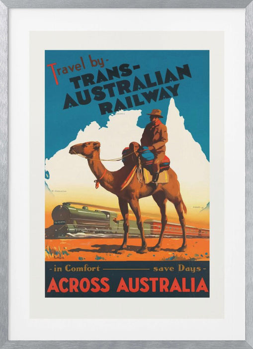 Trans Australian Railway Poster Framed Art Modern Wall Decor