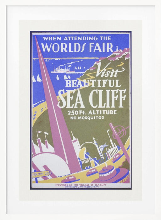 When Attending the Worlds Fair, Visit Beautiful Sea Cliff Framed Art Modern Wall Decor