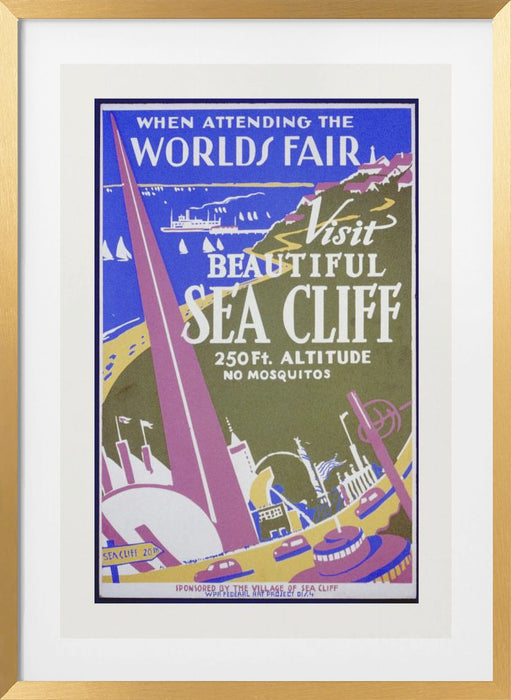 When Attending the Worlds Fair, Visit Beautiful Sea Cliff Framed Art Modern Wall Decor