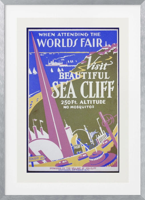 When Attending the Worlds Fair, Visit Beautiful Sea Cliff Framed Art Modern Wall Decor