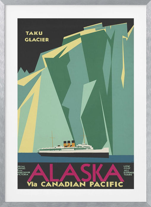 Alaska Via Canadian Pacific. Taku Glacier - No Border Framed Art Modern Wall Decor