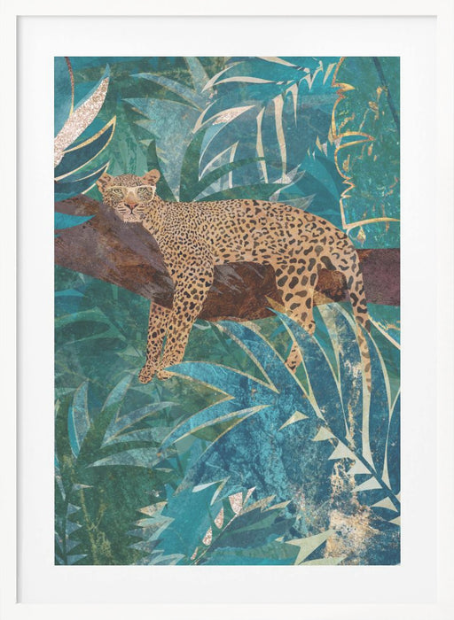 Lazy Leopard in the jungle Framed Art Modern Wall Decor