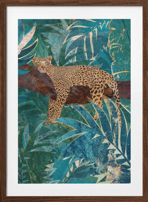 Lazy Leopard in the jungle Framed Art Modern Wall Decor