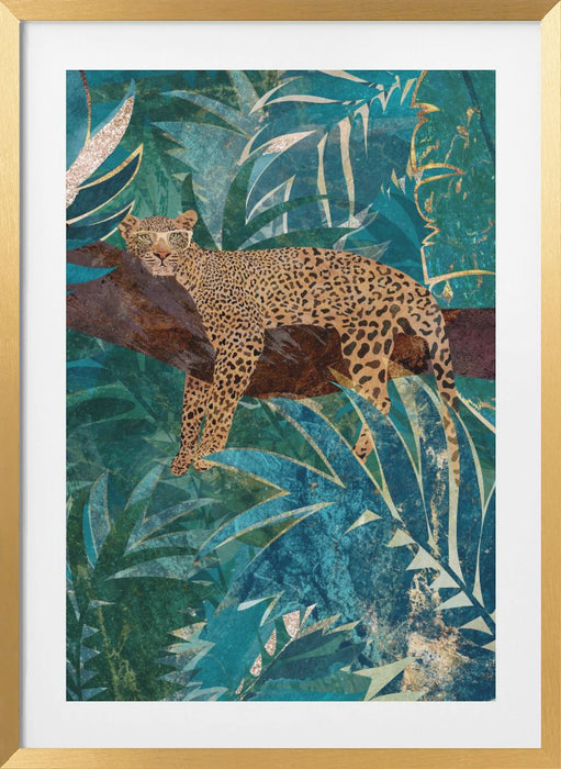 Lazy Leopard in the jungle Framed Art Modern Wall Decor