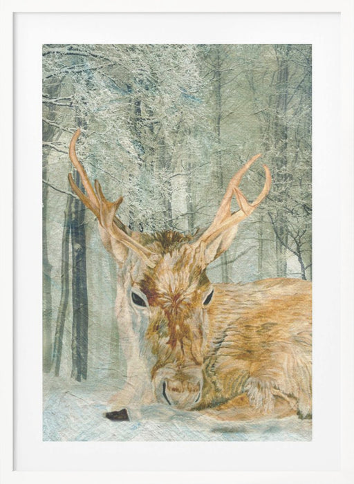 Reindeer In the Forest Framed Art Modern Wall Decor