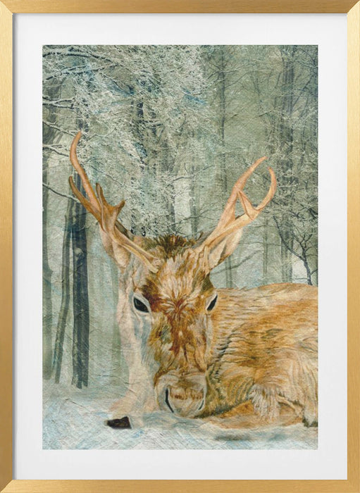 Reindeer In the Forest Framed Art Modern Wall Decor