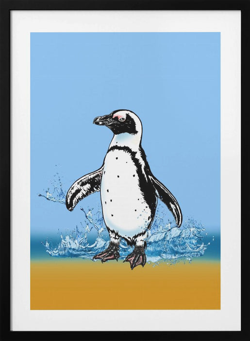 Penguin Splish Splash Framed Art Wall Decor