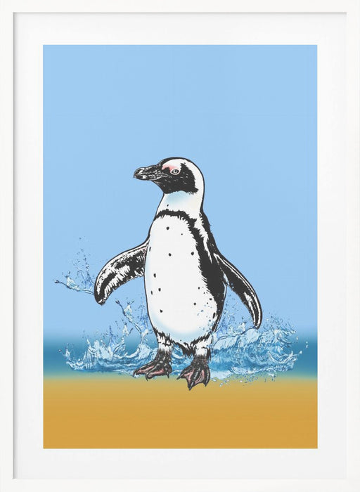 Penguin Splish Splash Framed Art Wall Decor