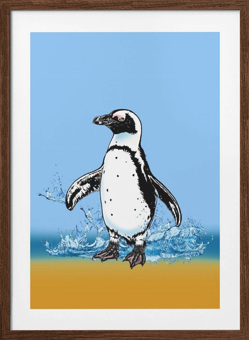 Penguin Splish Splash Framed Art Wall Decor