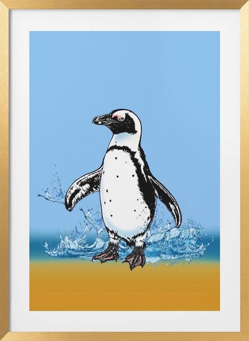 Penguin Splish Splash Framed Art Wall Decor