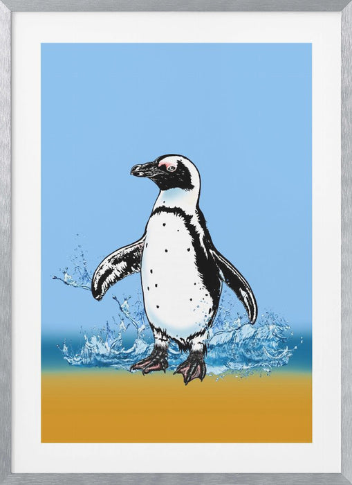 Penguin Splish Splash Framed Art Wall Decor