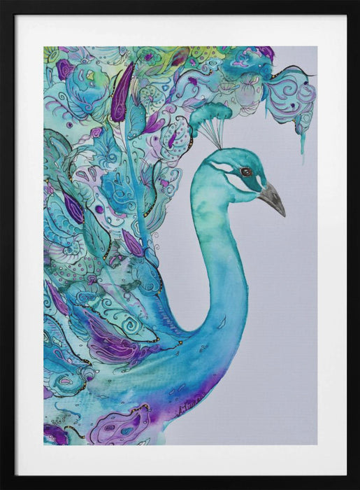 Emerald Peacock Framed Art Modern Wall Decor