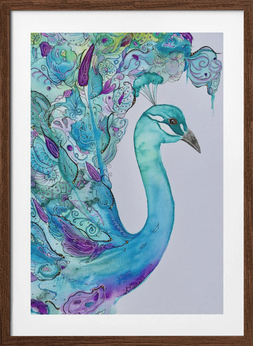 Emerald Peacock Framed Art Modern Wall Decor