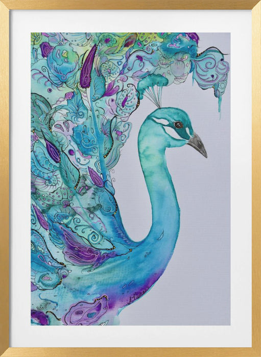 Emerald Peacock Framed Art Modern Wall Decor