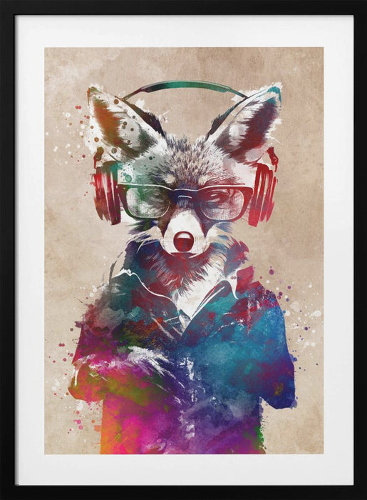 Hipster Fox Framed Art Modern Wall Decor