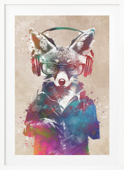 Hipster Fox Framed Art Modern Wall Decor