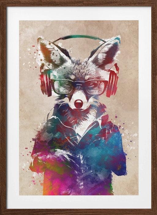 Hipster Fox Framed Art Modern Wall Decor