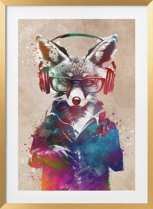 Hipster Fox Framed Art Modern Wall Decor