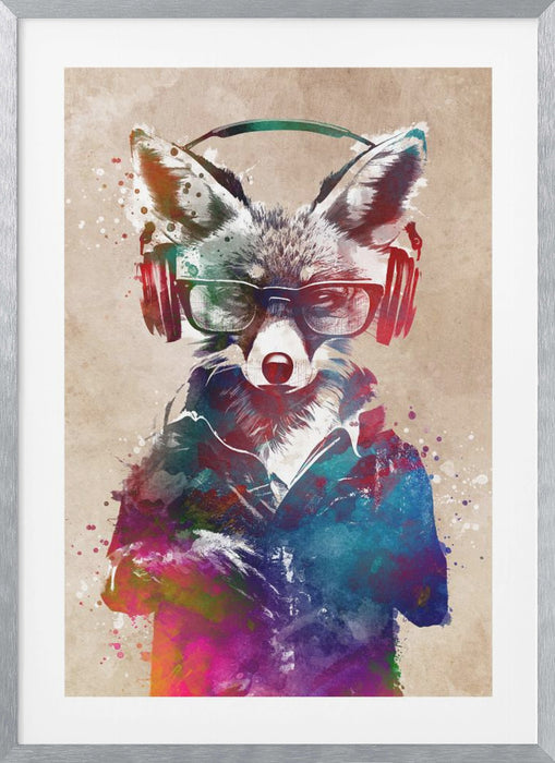 Hipster Fox Framed Art Modern Wall Decor