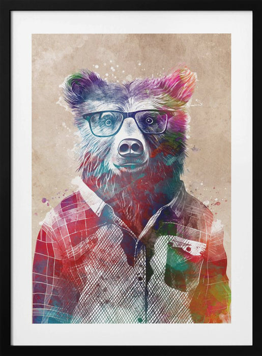 Hipster Bear Framed Art Wall Decor