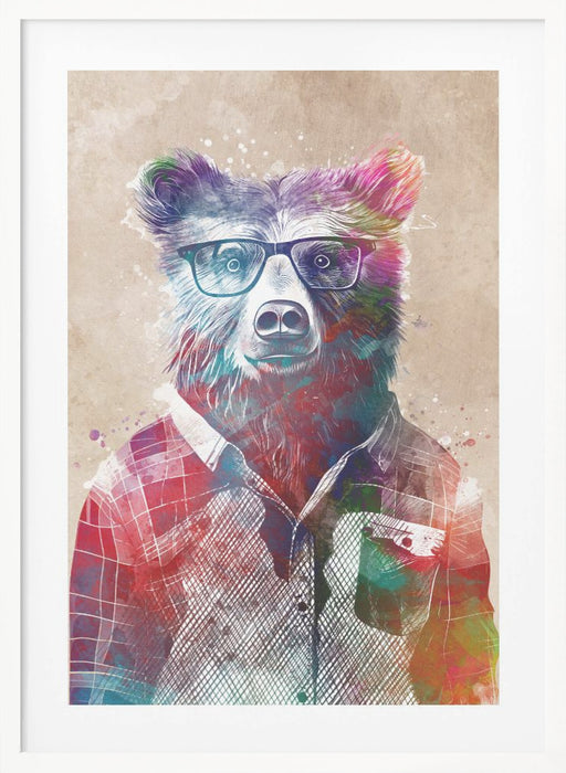 Hipster Bear Framed Art Wall Decor