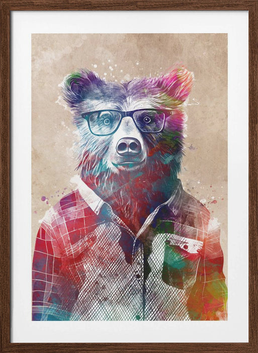 Hipster Bear Framed Art Wall Decor