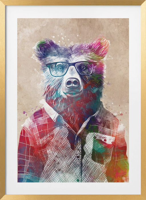 Hipster Bear Framed Art Wall Decor