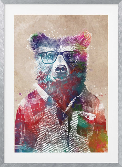 Hipster Bear Framed Art Wall Decor