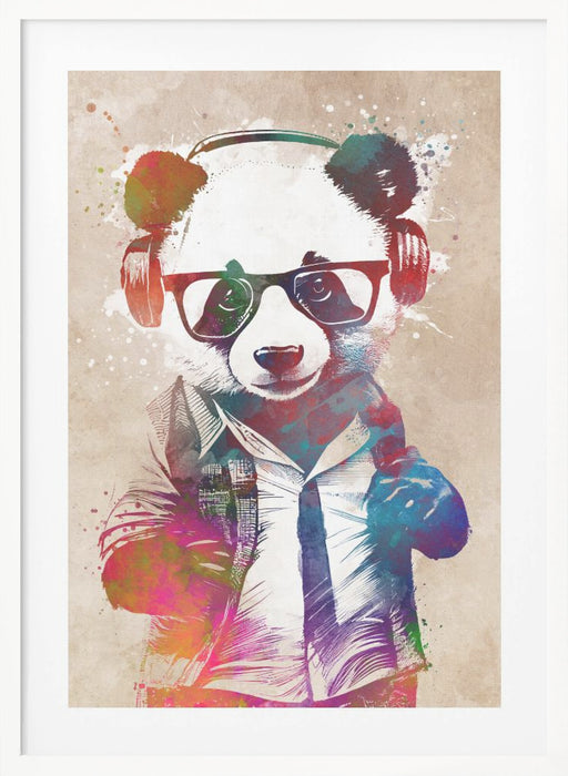 Hipster Panda Framed Art Modern Wall Decor