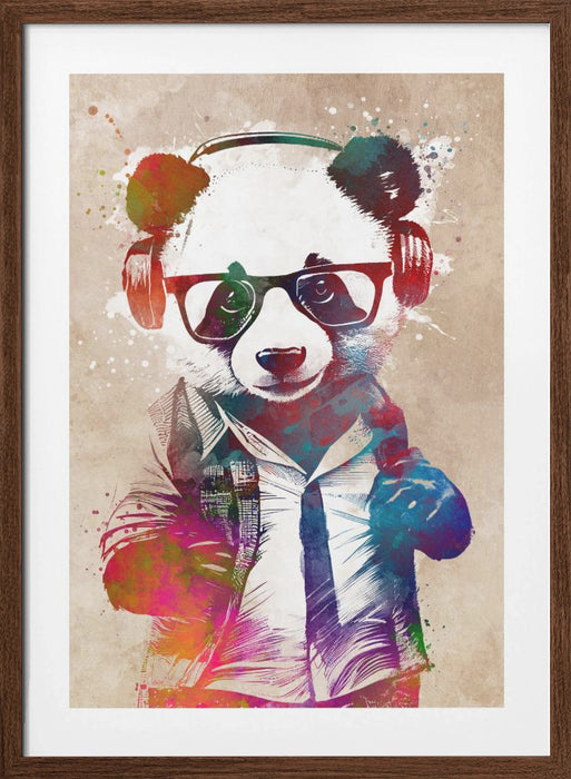 Hipster Panda Framed Art Modern Wall Decor