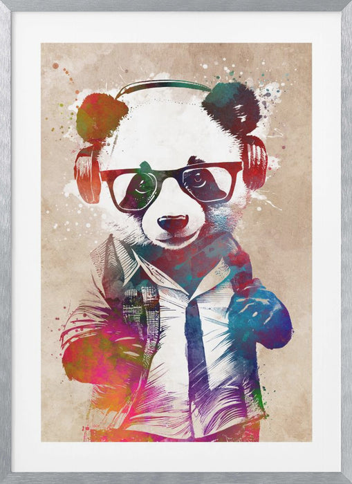 Hipster Panda Framed Art Modern Wall Decor