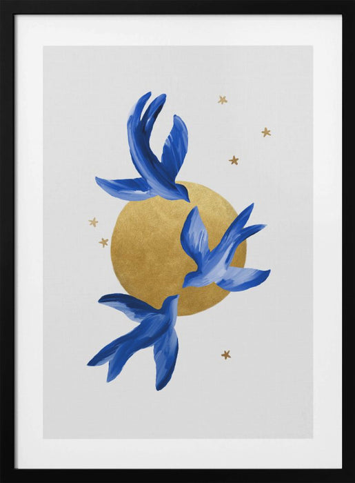 Blue Birds Framed Art Wall Decor