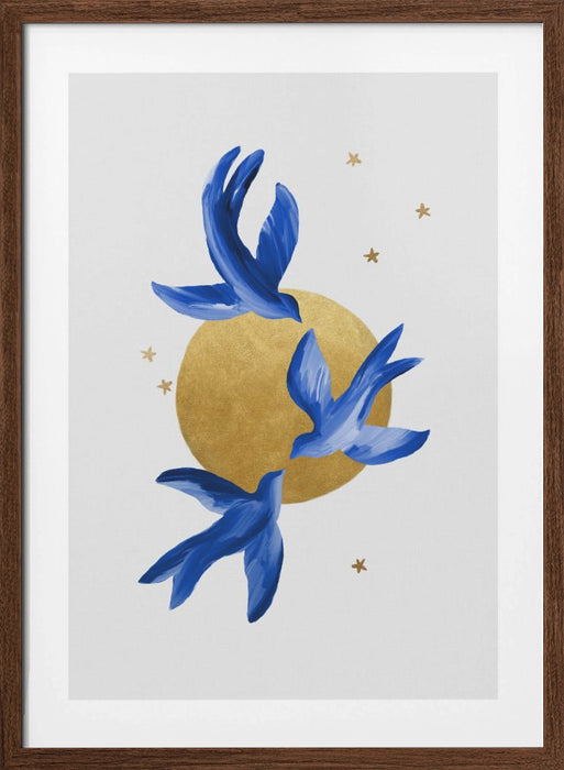 Blue Birds Framed Art Wall Decor