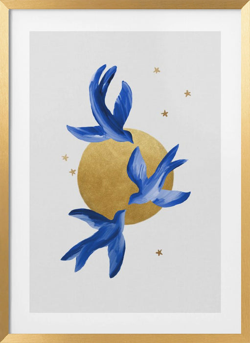 Blue Birds Framed Art Wall Decor