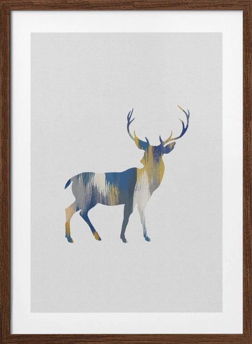 Blue & Yellow Deer Framed Art Modern Wall Decor