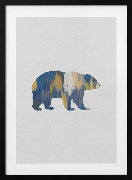 Bear Blue & Yellow Framed Art Modern Wall Decor