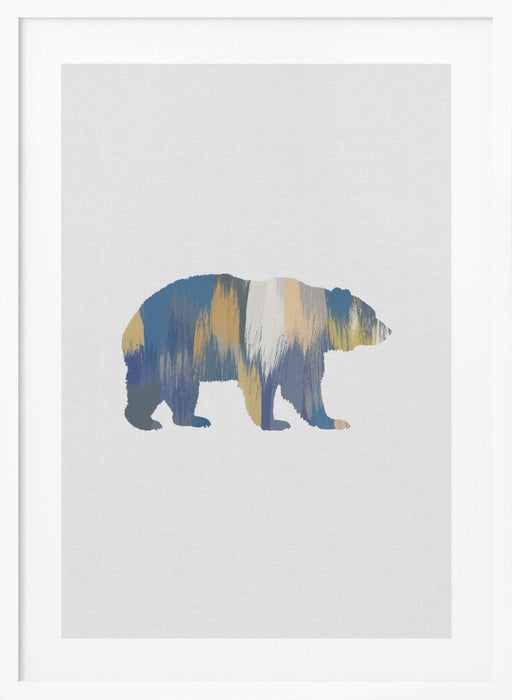 Bear Blue & Yellow Framed Art Modern Wall Decor