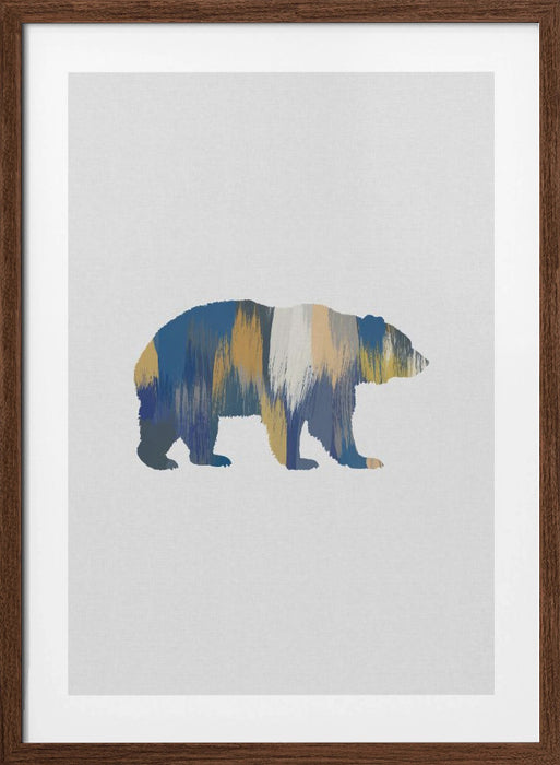 Bear Blue & Yellow Framed Art Modern Wall Decor