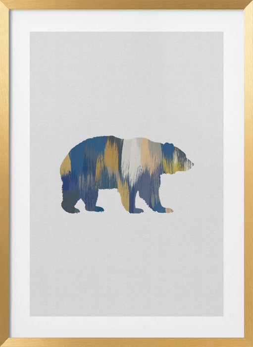 Bear Blue & Yellow Framed Art Modern Wall Decor