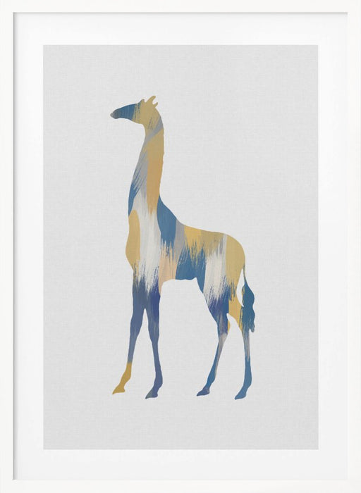 Blue & Yellow Giraffe Framed Art Wall Decor